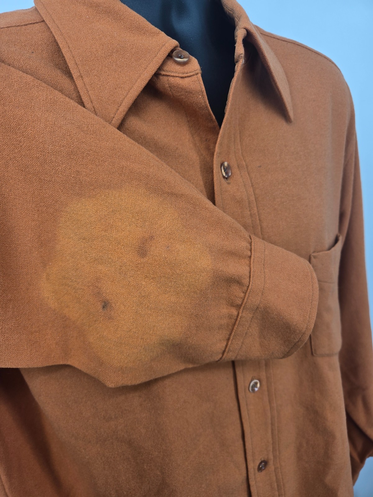 Pendelton VTG Flannel Shirt XL Orange Virgin Wool Pockets 60's 70's RARE Men *