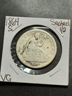 1864 S Seated Liberty Silver Half Dollar VG Very Good U.S. 50c Type Coin (18324)