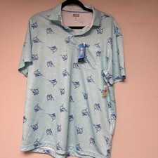 IZOD Saltwater Polo Men M Light Blue NEW Sun Shield Marlin Print 46IZSHBODR443