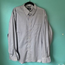 Chaps Men's Button Down Dress Shirt Size XL Blue & White Long Sleeve 18.5 Neck