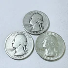 WASHINGTON SILVER QUARTERS LOT OF 3. 90% SILVER CIRCULATED COINS FREE SHIP #8655