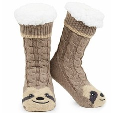 Slipper Socks Women, Cute Sloth Warm Fleece Fluffy Anti Slip Socks