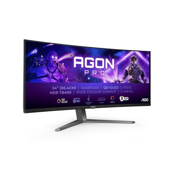 Aoc Nero/Grigio Agon Pro Ag346ucd Monitor Pc 86,4 Cm (34") 3440 X 1440 Pixel Wide Quad Hd Qd-Oled - 156289 - Immagine 3