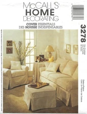 McCall's 3278 Sofa, Chair & Ottoman Slipcovers, 16" Square Pillow, Tablecloth UC