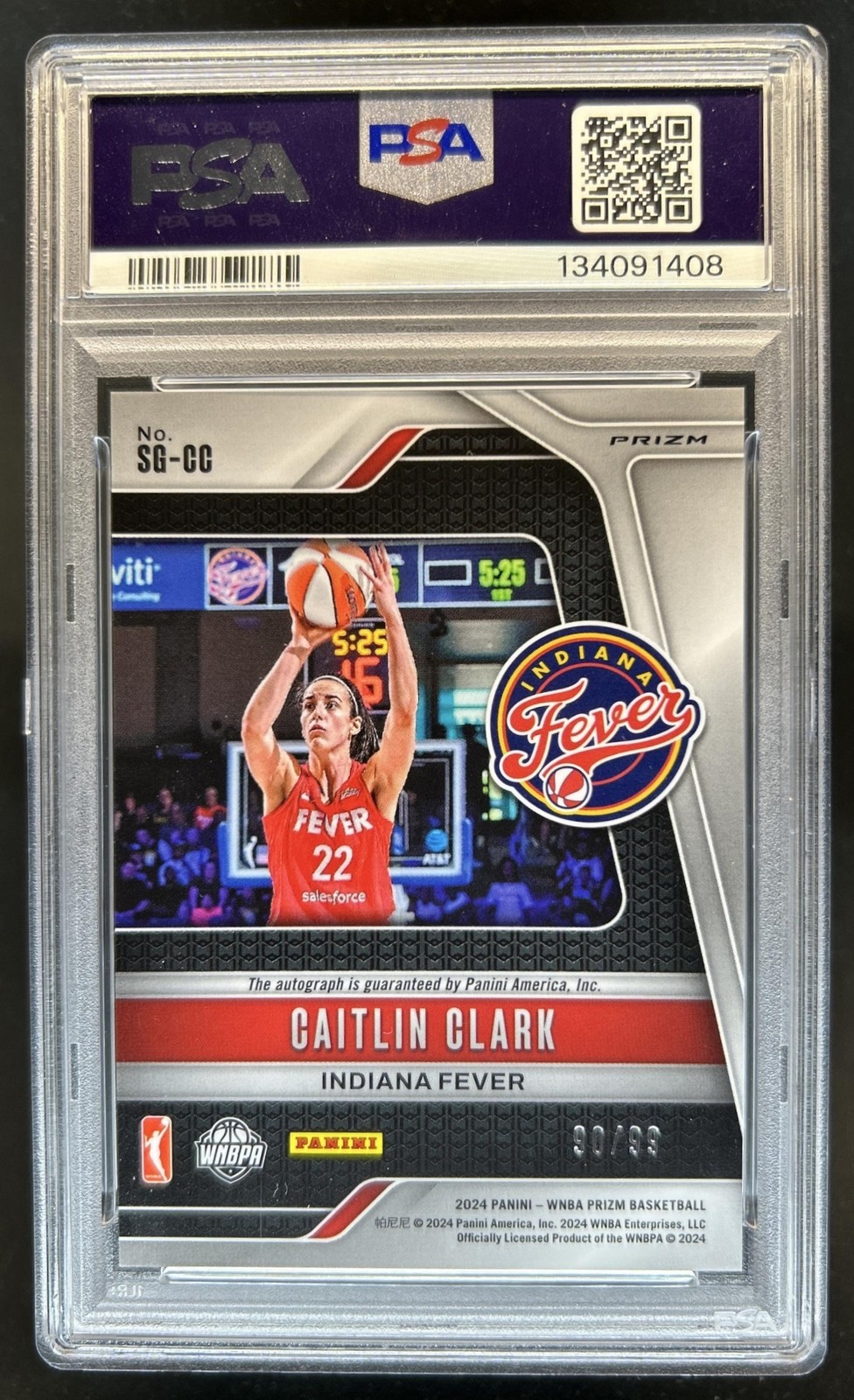 2024 Panini WNBA Prizm Caitlin Clark Signatures RC Red Auto #/99 Fever PSA 8 10 view 2