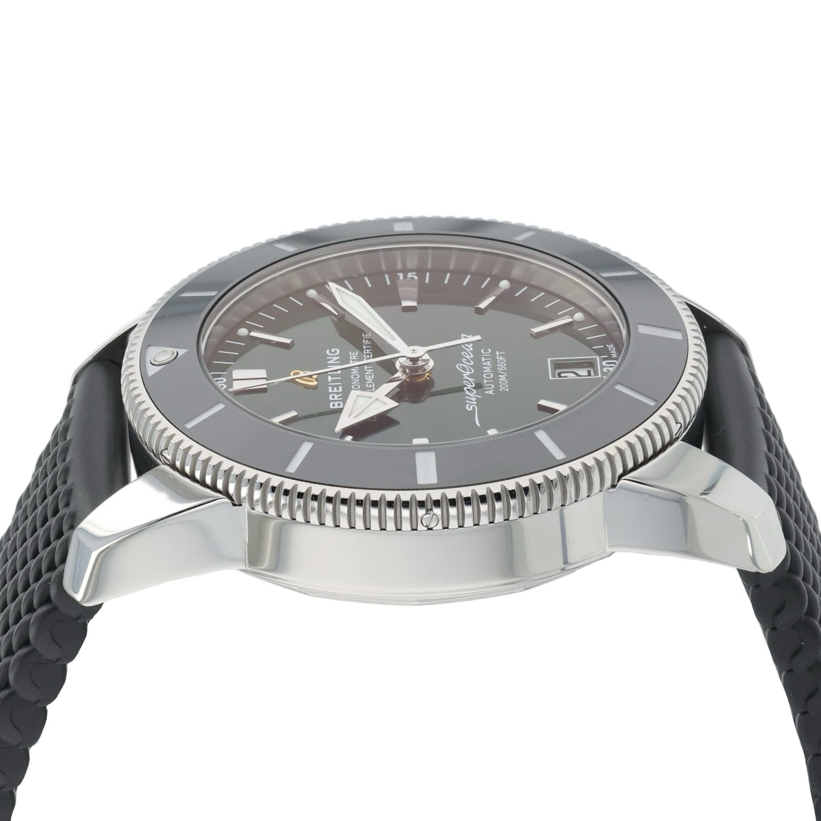 Breitling SuperOcean Green Dial Stainless Steel 42mm Automatic Mens Watch AB2010 image 6