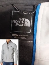 The North Face Apex Bionic Jacket Mens Large Soft Shell Full Zip Stone/ Blue EUC