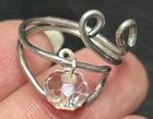 VTG Adjustable Silver T Faceted Glass Crystal Artesian Ring