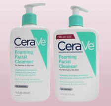 CERAVE FOAMING FACIAL CLEANSER FOR NORMAL TO OILY SKIN 12 OZ 16 OZ 2PCS