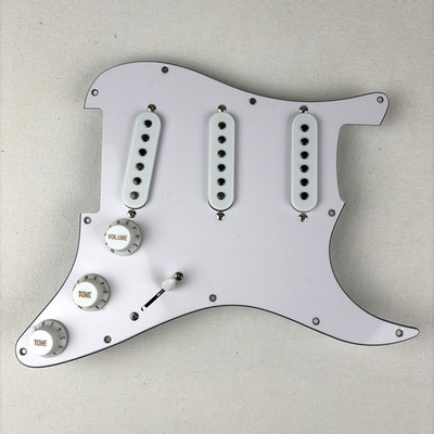 Loaded Strat Style SSS 11 Hole 3 Ply White Pickguard with Working Electronics ~