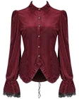 Punk Rave Womens Gothic Steampunk Blouse Top Shirt Red Velvet Victorian Vampire