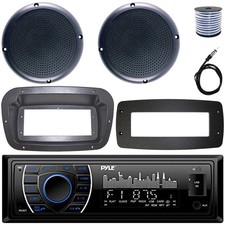 Pyle Single-DIN Marine Receiver W/Kit  Adapter Plate, 2x 5.25" 20W RMS Speakers