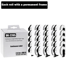 20ROLLS 62mmx30.48m Shipping Label 2-3/7"x100' Compatible Brother QL1050 DK-2205