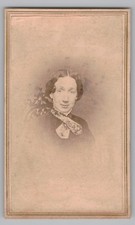 Antique CDV Circa Unmarked Woman Ornate Chair Lace Scarf Unmarked