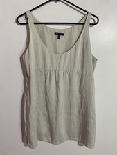 Eileen Fisher Tank Top M Cream Silk Minimalist Babydoll Travel Classic Office