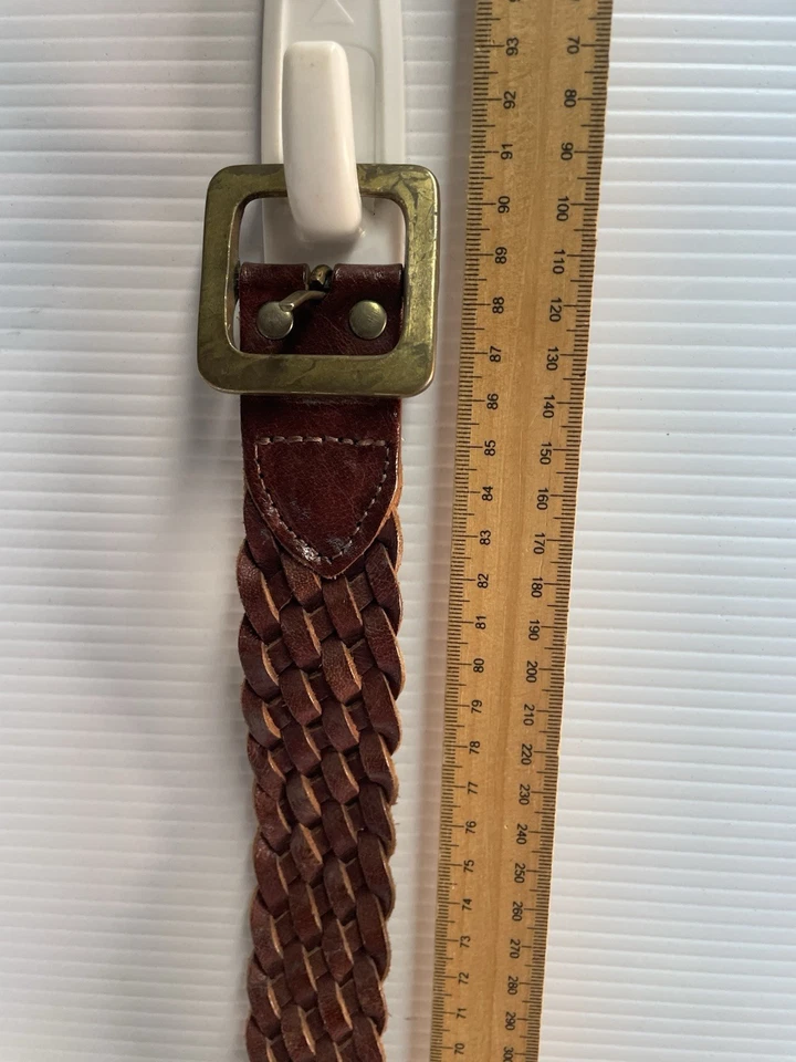 Sportsgirl Genuine Leather Woven Braided Belt Brown Size 28 90cm Brown And Gold. - image 3 of 4