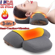 3-In-1 Neck Massager Pillow With Vibration Heating Traction Therapy Pain Relief