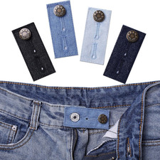 Denim Waist Extender Button for Jeans and Skirt Comfy Metal Buttons, 4Pcs Assort