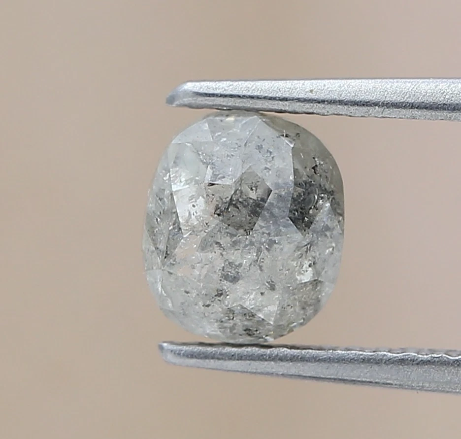 1.17cts oval shape salt and pepper color rose cut fancy diamond natural diamond - Image 2 of 4