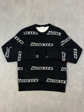 Men’s Size Small Moncler Allover Logo Wool & Cashmere Sweater In Black