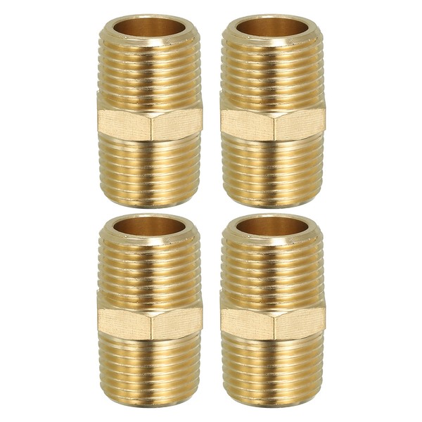 "Massiver Messing Rohrverschraubung Gewindeadapter, 4Er Pack 3/8\" Npt X 3/8\" Npt"-image