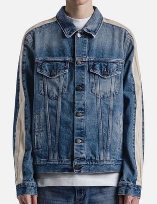 with tags Palm Angels Men Blue Logo LongSleeve ButtonFront Denim Track J G1N