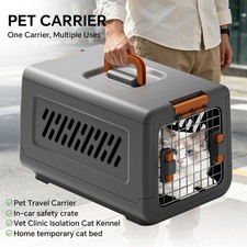 Grey Enclosed Cat Litter Box With Handle Anti Tracking Indoor Travel