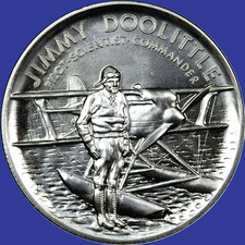 1971 GENERAL JIMMY DOOLITTLE .925 SILVER MEDAL BY HERALDIC ARTS GEM UNCIRCULATED