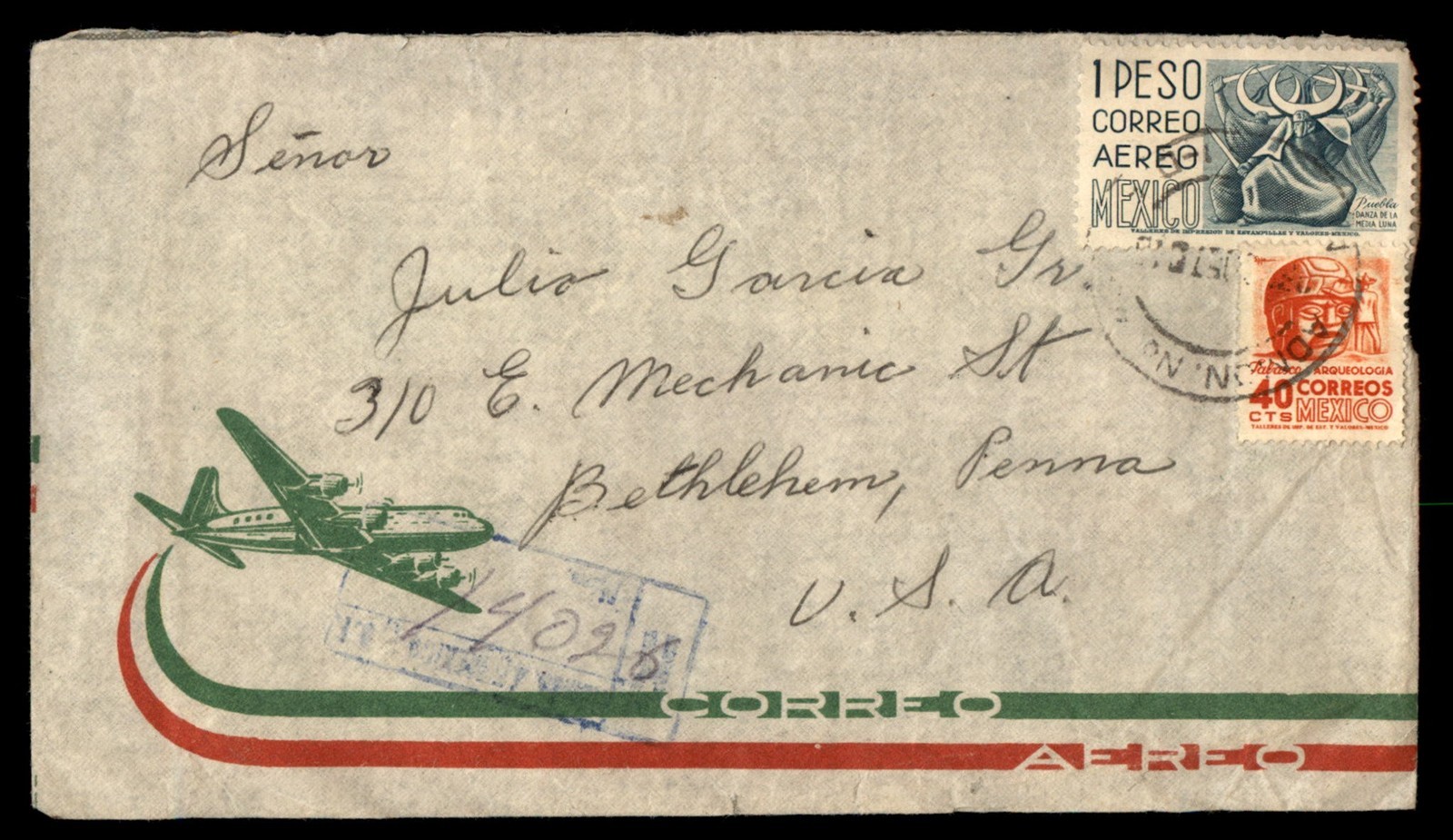 Mayfairstamps Mexico Airmail Cover Airplane Design to Pennsylvania dda_13741