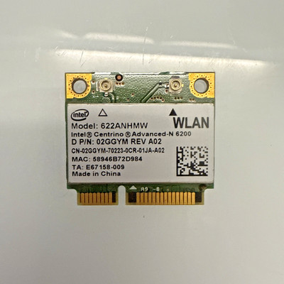 INTEL 6200 ADVANCED-N Dual Band 2.4/5Ghz 622ANHMW Laptop WiFi Card DELL 2GGYM