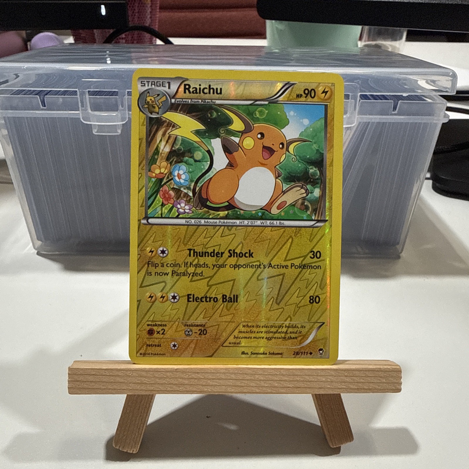 Pokemon - RAICHU Reverse Foil Holo Trading Card 28/111 (2016)