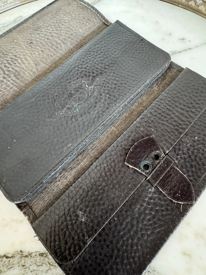 "Бумажник/бумажник 1930-х из черной кожи ""полностью кожаный сшитый""" - Изображение 2 из 4