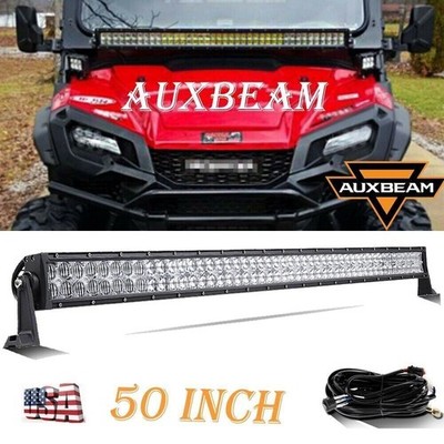 Auxbeam 52'' 288W 28800lm Straight Dual Row Led Light Bar 5D Spot For Jeep Ford