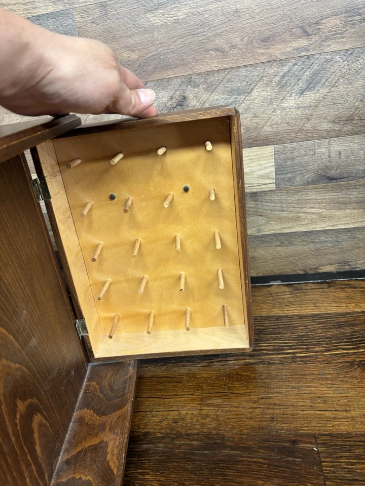 Vintage Wood Sewing Spool Thread Cabinet Case Rack and drawers Made in Romania - Image 2 of 4