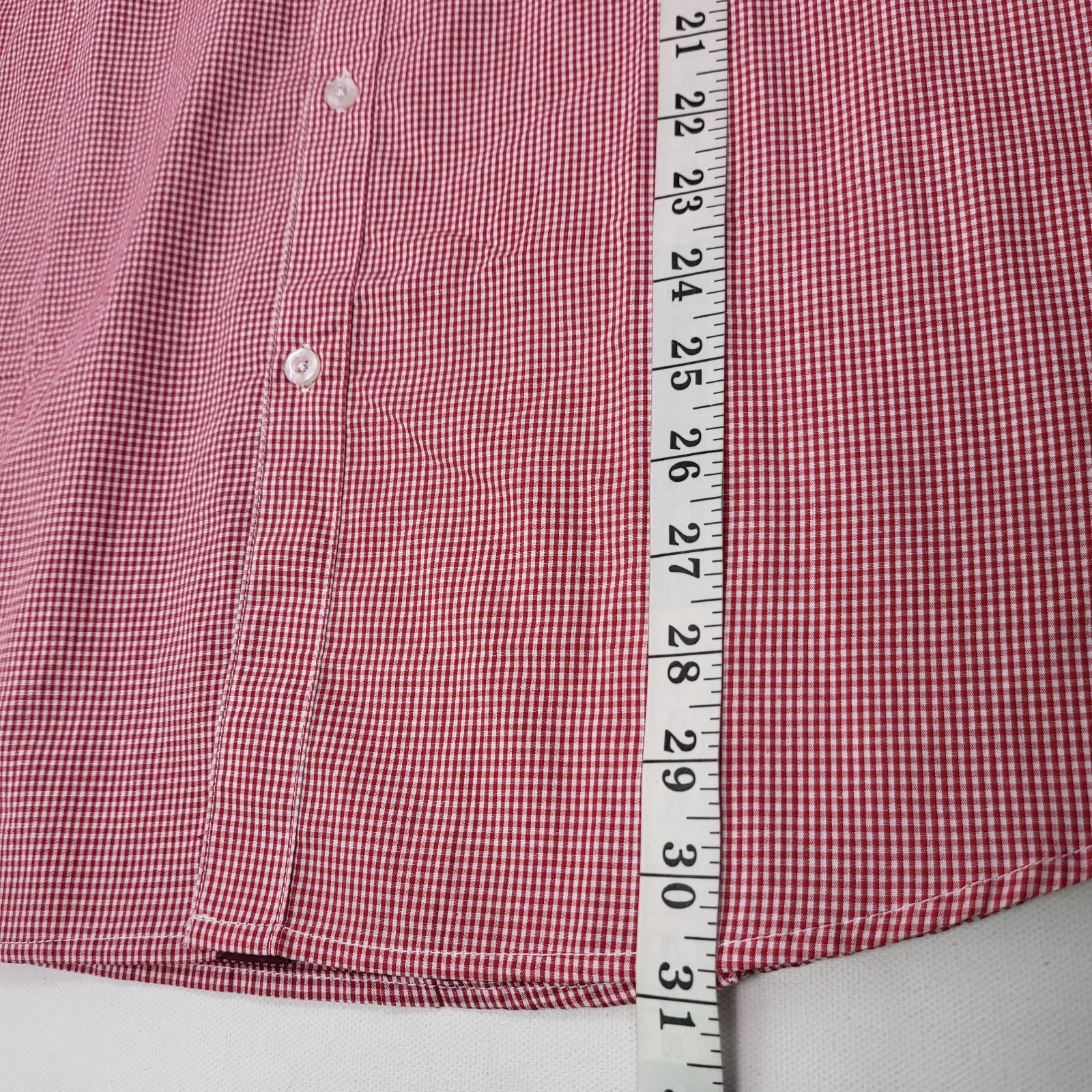 Galaxy By Harvic Men's Red/White Gingham Slim-Fit Button-Down Dress Shirt Large