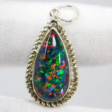 Certified 19.50 Ct Australian Black Opal 925 Sterling Silver Pendant Best Gift