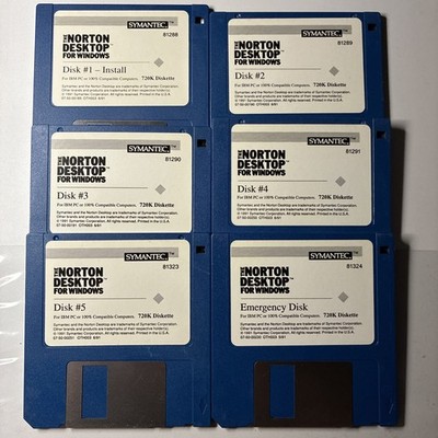 Norton Utilities Symantec 3.5'' Floppy Disks All 6 Discs (UNTESTED)