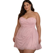 David’s Bridal Pink Bridesmaids Strapless Mini Dress Sweetheart Neckline Size 16