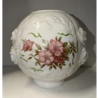 Vintage Gone With The Wind Milk Glass Lamp Globe, Wild Rose Pattern