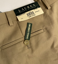 Lauren Ralph Lauren Total Comfort Dress Pants Mens 42x32 Tan Trousers Wool NEW