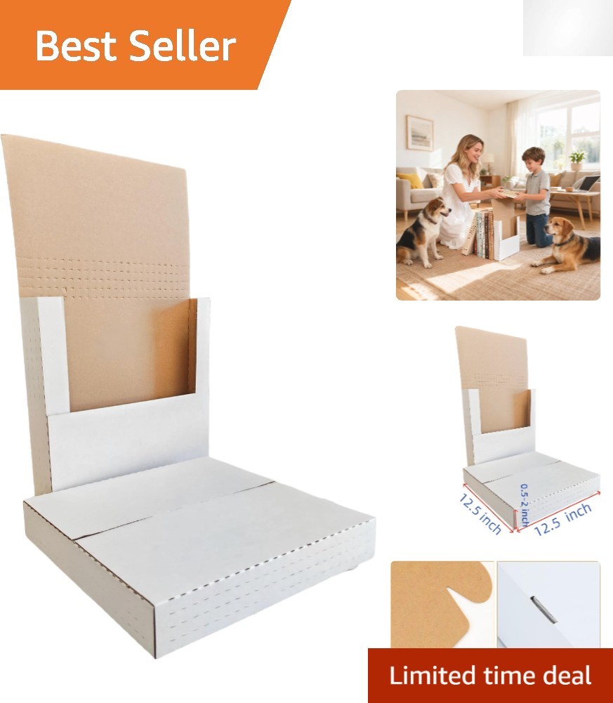 Durable 50 Pack White Shipping Boxes - Adjustable Height for Versatile Use