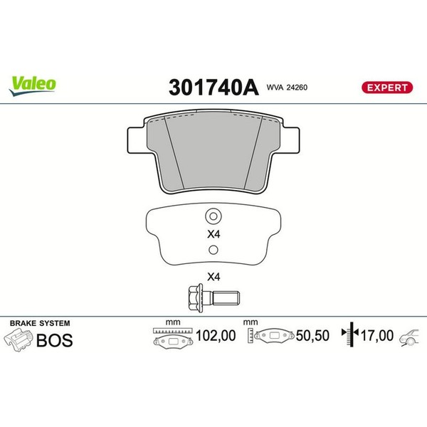 Valeo 301740A Bremsbelagsatz FüR Ford Jaguar USA Mondeo X Type Taurus B4Y B5Y-image