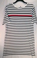 Tommy Hilfiger - Womens Medium - Optic White TH Multi Regular Fit Striped Dress