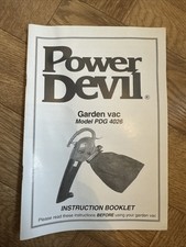 Power Devil Garden Vac Model PDG 4026 Instruction Booklet