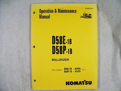 KOMATSU D58E-1B D58P-1B DOZER OPERATION & MAINTENANCE MANUAL 82458 81424