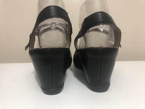 Miz Mooz Cosette Black Leather Peep-toe Ankle Wedge Women’s Size 8.5 EU 39 - Picture 4 of 15