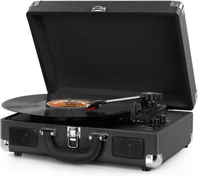 DIGITNOW! Belt-Drive 3 Gang Portable Stereo Turntable with Built-in Speakers