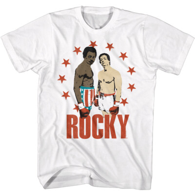 Rocky Movie Apollo & Rocky Boxing Trunks & Gloves Red Stars Men's T Shirt