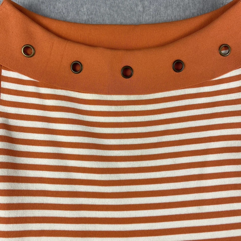 Топ женский Joseph A большой L оранжевый белый в полоску вырез лодочка без рукавов морской - Изображение 3 из 4