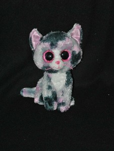 Détails Sur Peluche Doudou Chat Ty Noir Gris Blanc Rose Yeux Nez Durs 16 Cm Ttbe